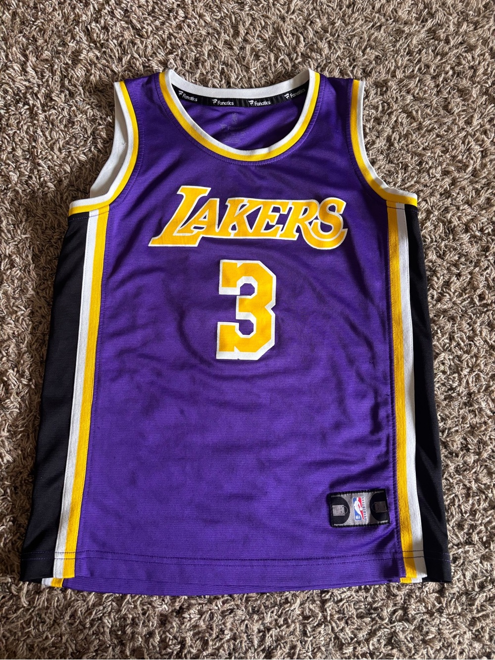 Anthony Davis #3 Lakers Jersey Youth Medium Fanatics NBA Purple